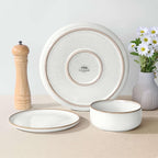 Herogo Ceramic 10.43 Inch Dinner Plates Set of 6, Stoneware Dinner Plate Set, Double Reactive Glaze Large Dinnerware Plates for Kitchen, Microwave, Oven & Dishwasher Safe, Ivory White