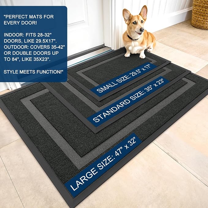 OLANLY Front Door Mat Outside 59x40, All-Season Heavy-Duty Rubber Doormat | - Image 2