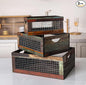 TIMRIS Set of 3 Rustic Wood Nesting Crates, Farmhouse Distressed Wooden Storage by TIMRIS