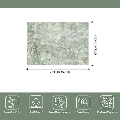 3x4 Washable Entryway Area Rug – Non-Slip Modern Abstract Small Area Rug - Image 2