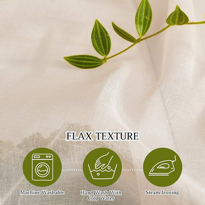 NICETOWN Semi Sheer Beige Curtains 84 inches Long, Grommet Linen Weave Vertical - Image 4