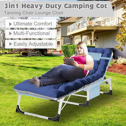 ABORON 3 in 1 Sun Tanning Chair, Heavy Duty Folding Chaise Lounge Chairs - Image 8