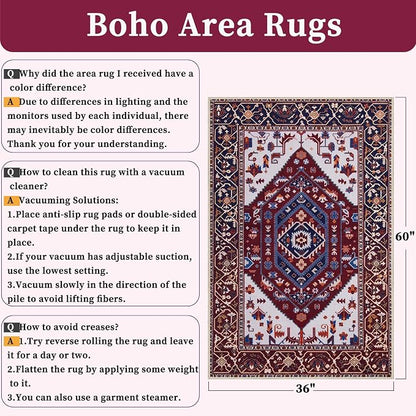 SERISSA 3x5 Washable Non Slip Boho Area Rug - Image 2