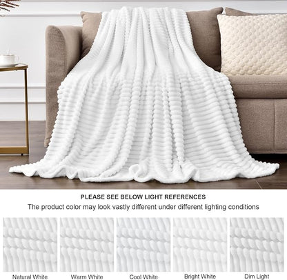 BEDELITE 3D Ribbed Jacquard White King Size Blankets - Image 6