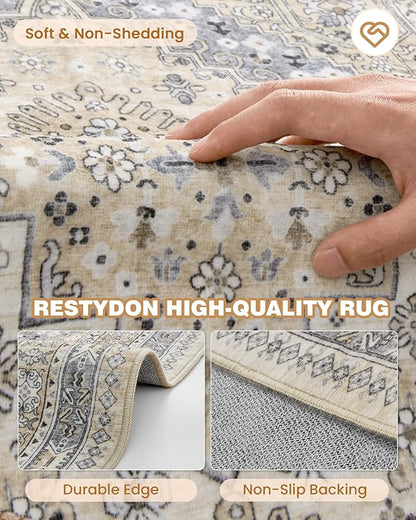 3x5 Washable Area Rug for Entryway Non Slip Kitchen Rugs, Floral Soft Living - Image 7