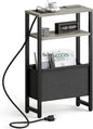Narrow Side Table with Charging Station Slim End Table Sofa with Magazine Rack by IRCPEN
