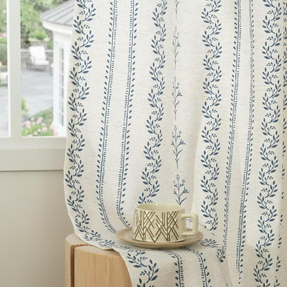 BGment Navy Blue Vintage Floral French Country Curtains 90 Inch Length - Image 8