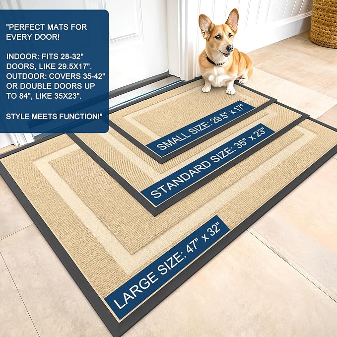 OLANLY Front Door Mat Outside 47x32, All-Season Heavy-Duty Rubber Doormat | - Image 2
