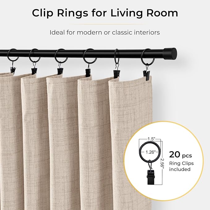 100% Blackout Curtains for Bedroom Oatmeal Linen Look Curtains 96 Inch Long | - Image 3