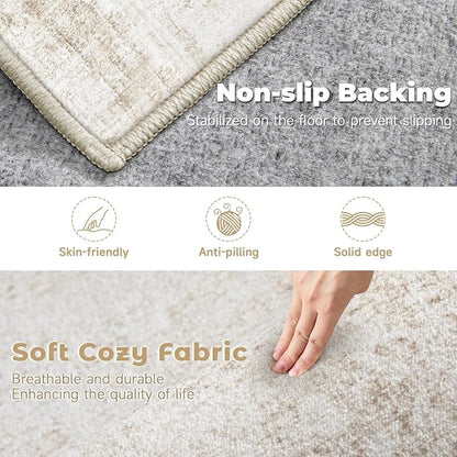 5x7 Area Rugs Washable Rug: Abstract Neutral Rugs Modern Non Slip Area Rug - Image 3