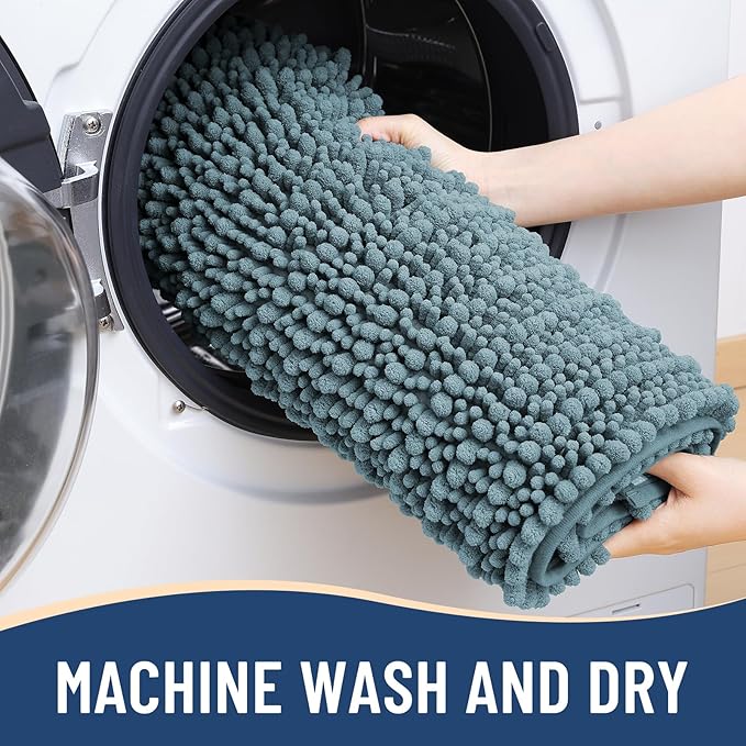 Arotive Luxury Chenille Bathroom Rug Mat, Extra Soft Thick Absorbent Shaggy Bath Rugs, Non-Slip Machine Wash Dry, Plush Bath Mats for Bathroom, Shower and Tub, 30x17, Smoky Gray