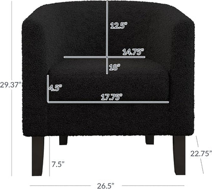 BELLEZE Living Room Chair, Teddy Polyester Accent Barrel Chair, Club Tub Sofa - Image 2