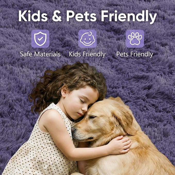 2x3 Taro Purple Fluffy Soft Area Rug Non-Slip - Image 7