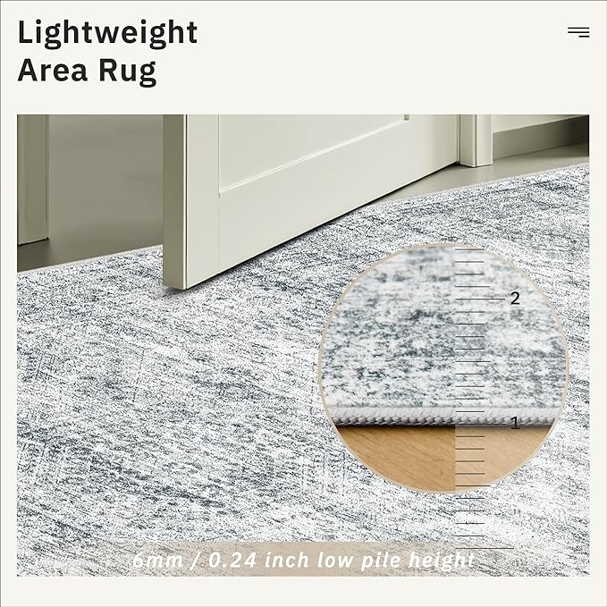 Soalmost 10x12 Area Rugs for Living Room Washable Rug Non-Slip Grey | Large - Image 9