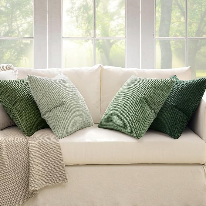 MIULEE Sage Green Pillow Covers 20x20 Inch Set of 4 Spring Boho Farmhouse Home - Image 6