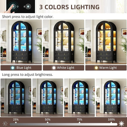 Vlsrka 71" Arched Curio Cabinet - Image 4