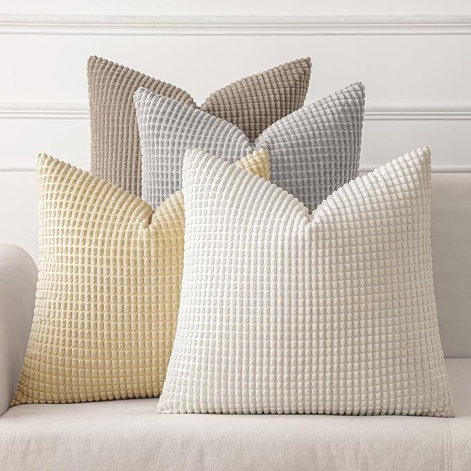 MIULEE Neutral Harmony Decorative Pillow Covers 20x20 Inch Set of 4 Rustic by MIULEE