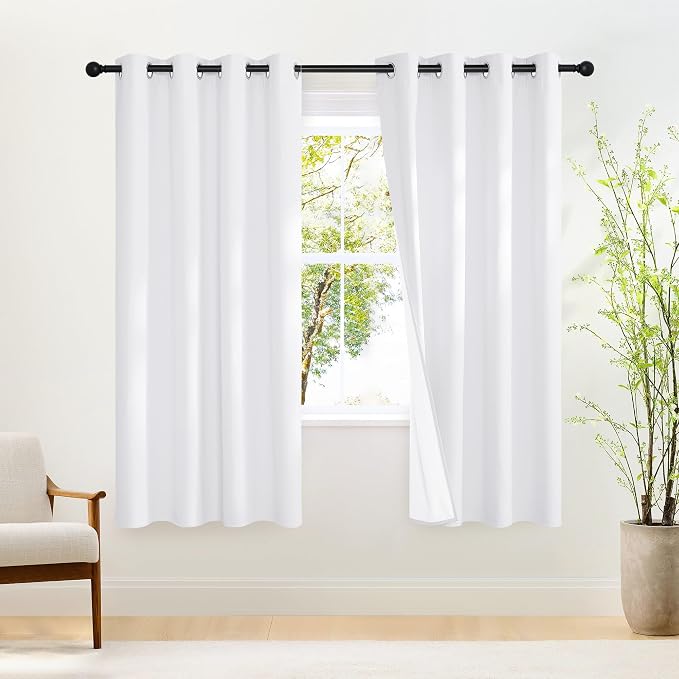 NICETOWN White Black Out Curtains 72 inch Long, Grommet Full Blackout Thermal by NICETOWN