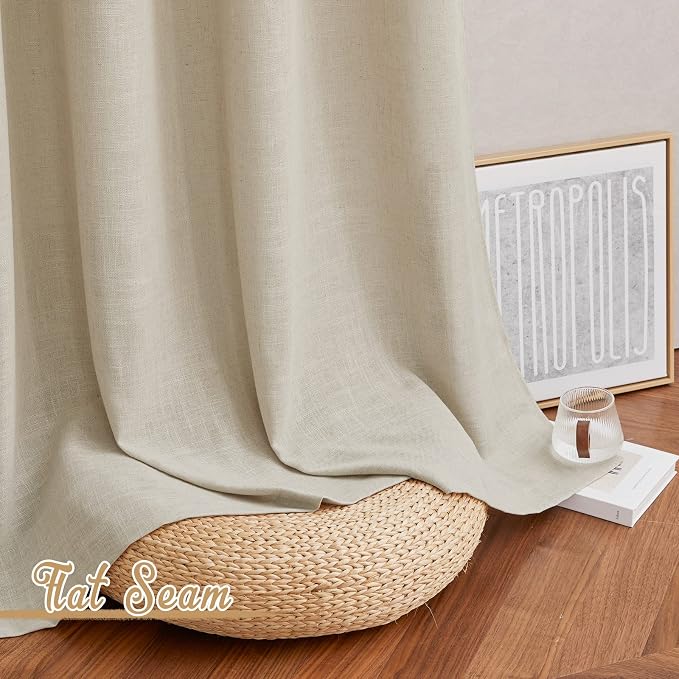 NICETOWN Linen Curtains 108 inch Length 2 Panels, Grommet Semi Sheer Linen - Image 7