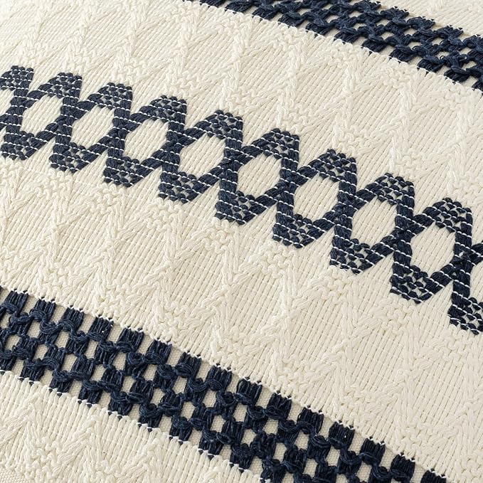 MIULEE Set of 2 Navy Blue Boho Decorative Pillow Covers 20x20 Inch | Farmhouse - Image 4