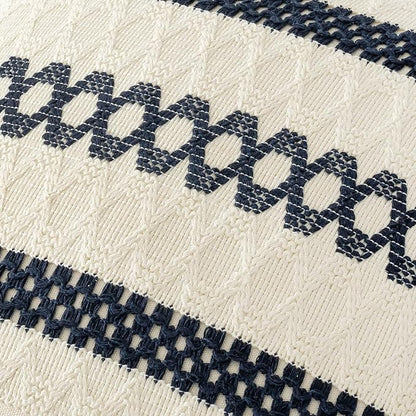 MIULEE Set of 2 Navy Blue Boho Decorative Pillow Covers 20x20 Inch | Farmhouse - Image 4