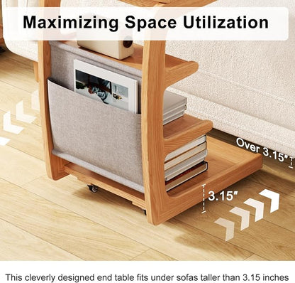 AQIMUELE Wooden C-Shaped End Table, Couch Desk - Image 5