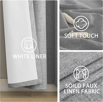 Yakamok Dove Grey Linen Textured Curtains 96 Inches Long - Image 6