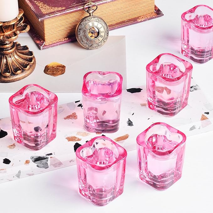 Shot Glasses, 2oz Heavy Base Set of 6 - Pink, Heart Shaped, Square - Cute Bar Cart Accessories