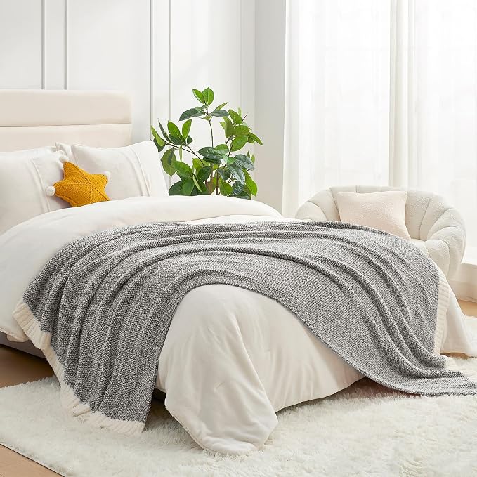 Snuggle Sac Grey Throw, Super Soft Warm Oversized Fuzzy Plush Blanket, Dark Grey - Image 3