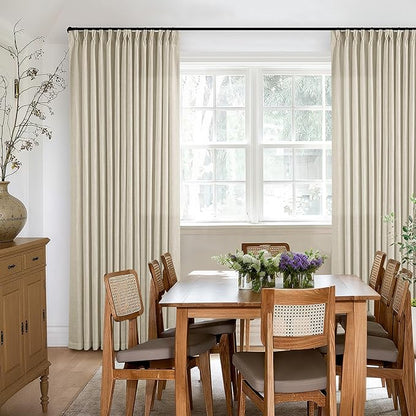 Beige Linen Pinch Pleated 98 Inch Linen Curtains 2 Panels | Memory Training - Image 8