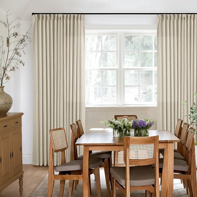 108 Inch Neutral Linen Curtains 2 Panels Set Pinch Pleated | Memory Training - Image 6