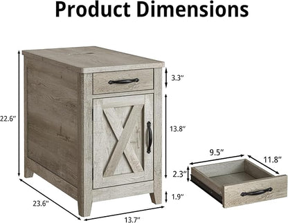 IRONCK End Table with Charging Station, Narrow Side Table - Image 3