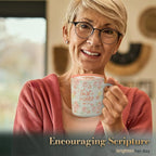 Christian Art Gifts Large Inspirational Women's Ceramic Coffee & Tea Scripture Mug: Trust in the Lord Encouraging Bible Verse, Microwave/Dishwasher Safe Novelty Drinkware, White & Pink Floral, 14 oz.
