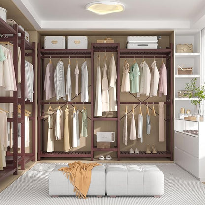 Homykic Bamboo Closet System Clothes Rack, Large Freestanding Garment Rack - Image 3