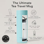 Firebelly Tea, Travel Tea Infuser Mug with Strainer, Insulated Tumbler for Loose Leaf Tea or Coffee, Leakproof Bottle for Hot or Iced Drinks, Stainless Steel Thermos with Lid, Mer