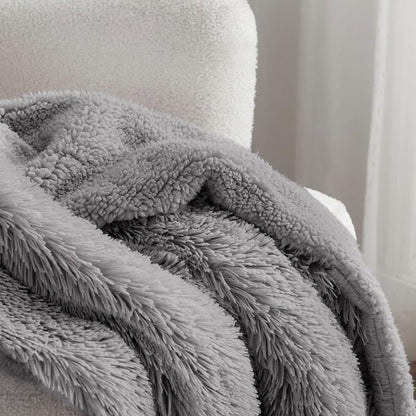 Bedsure GentleSoft Fuzzy Sherpa Faux Fur Twin Blanket Grey Cozy Gifts - Image 3