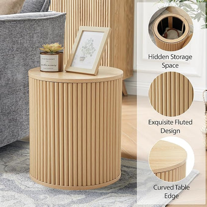 AVZEAR Small Round Side Table Fluted Night Stand Set of 2, Modern Boho End Table - Image 5