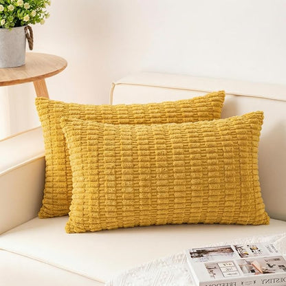 Aegero Pack of 2 Corduroy Decorative Throw Pillow Covers 12x20 Inch by Unknown