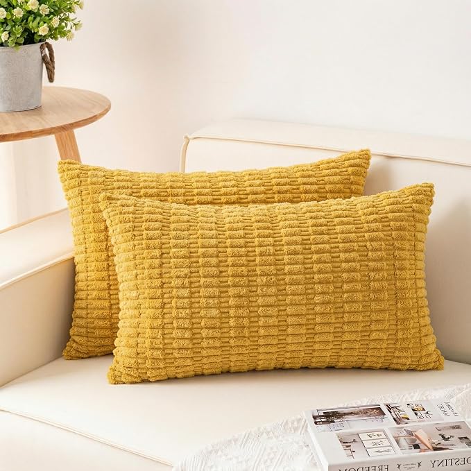 Aegero Pack of 2 Corduroy Decorative Throw Pillow Covers 12x24 Inch by Unknown