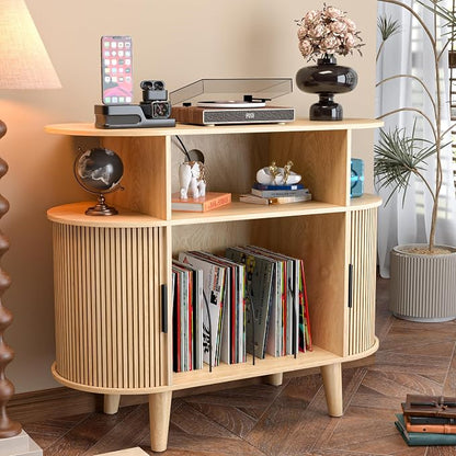 LUVIOHOME Large Round Record Player Stand - Image 3