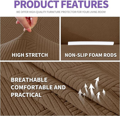 ZNSAYOTX Super Stretch Loveseat Covers, New Striped Love Seat Slipcover - Image 3