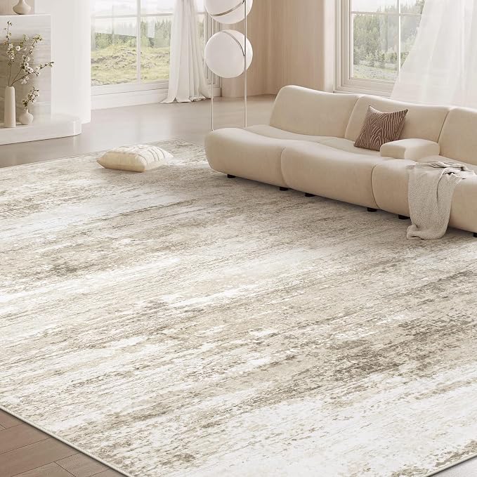 Washable Rug 8x10 Area Rugs for Living Room: Large Neutral Soft Rug Abstract - Image 7