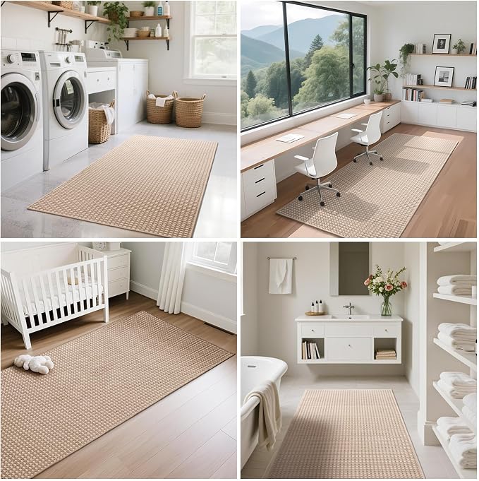 Kitchen Runner Rug Mat Non Slip Hallway Runner Washable Brown 2x6 ft | Boho - Image 9