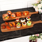 Kathfly 3 Pcs Acacia Wood Cutting Board with Handle Wooden Laser Kitchen Serving Charcuterie Board for Vegetables Meat Pizza Cheese Fruit Bread(24 x 7 Inch)