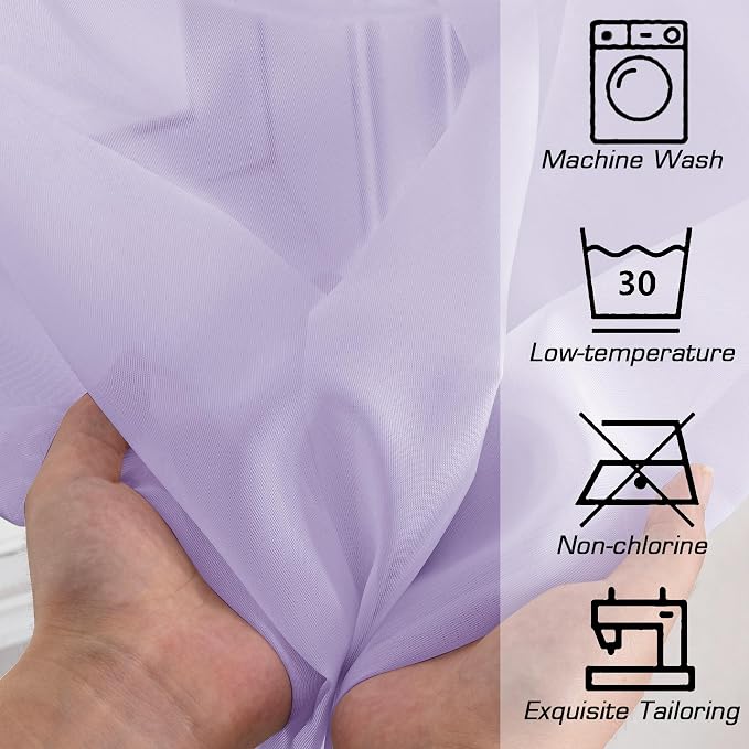 Lavender Sheer Curtains 72 Inches Long Set of 2, Airy Sheer Curtains & Drapes - Image 5