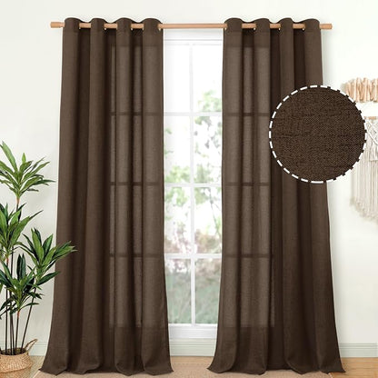 YoungsTex Brown Linen Curtains 90 Inches Length by YoungsTex