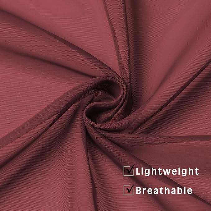 2 Panels Window Burgundy Sheer Curtains 42" x 45" Inches - Image 7
