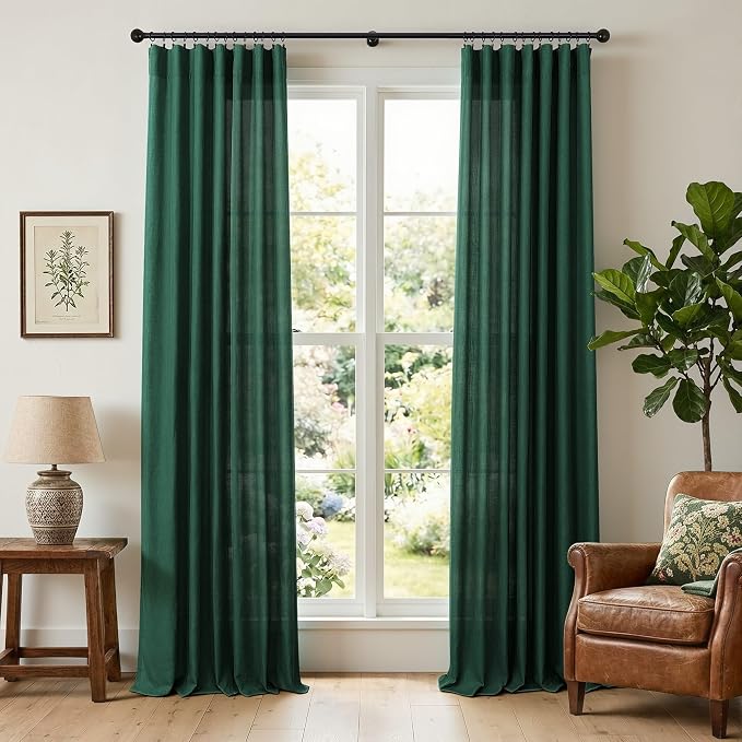 Dark Green Curtains 108 Inches Long by Pitalk