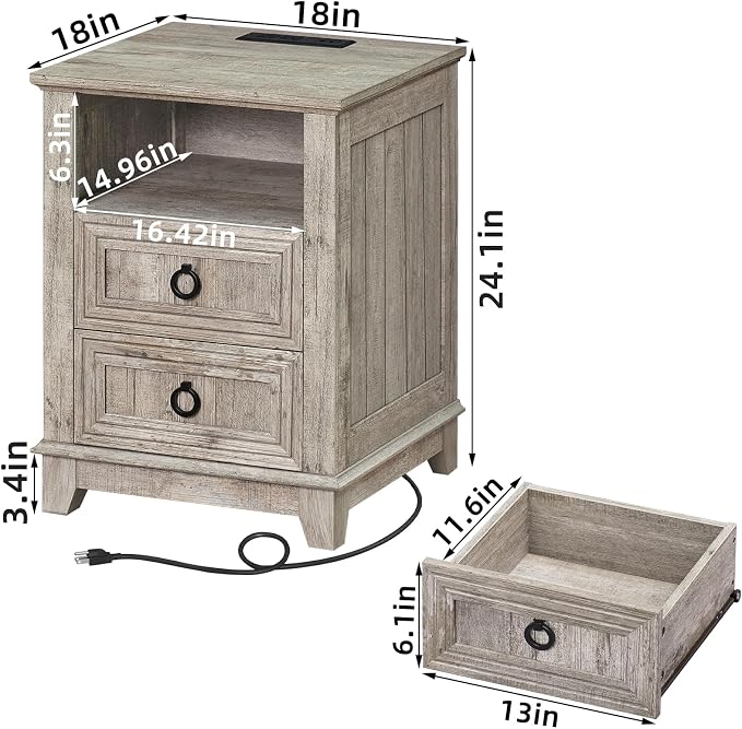 Joaxswe 18" Farmhouse Night Stands Set of 2 - Image 3