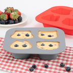 Li&Zhao Silicone Muffin Pans for Baking - 2 PCS Thick Silicone Cupcake Pan Animal Silicone Egg Bite Molds Silicone Muffin Cups Mini Cupcake Pans for Making Muffin Cakes,Tart,Festival